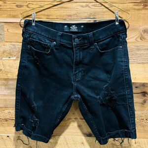 Hollister Skinny Denim Shorts 9" Black US30, distressed long summer beach Y2K